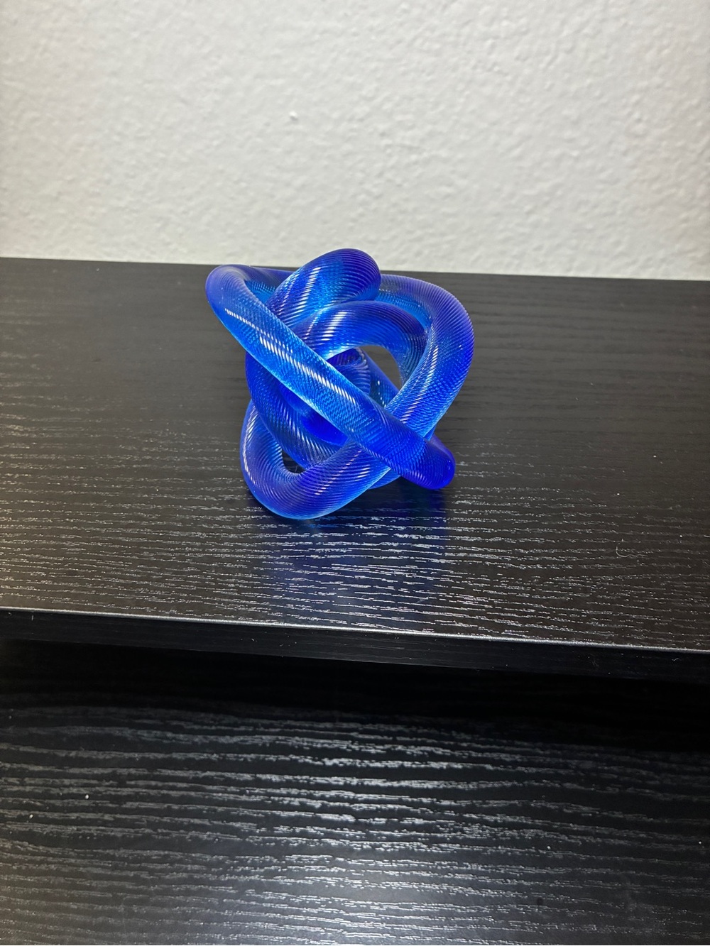 Blue Art Glass Abstract Knot Sculpture Decorative Contemporary Glass Figure